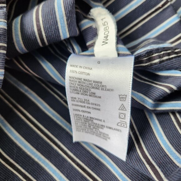Nautica Men’s Long-Sleeve Shirt Size L Navy Stripe Classic Fit Wrinkle Resistant - Picture 7 of 7